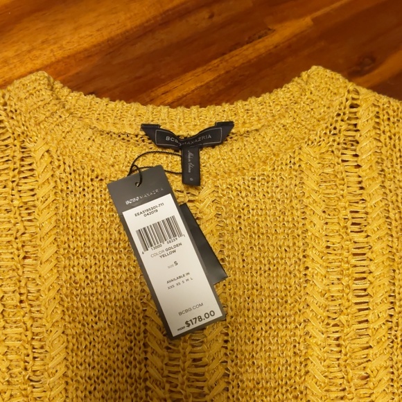Bcbgmaxazria Golden Yellow Mixed Stitch Pullover - Picture 4 of 6